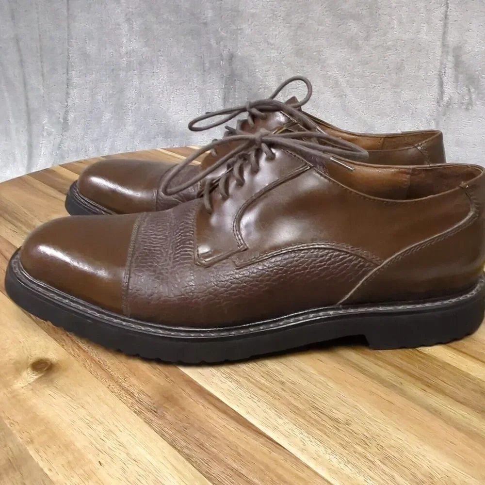 Florsheim FLS Shoes‎ Mens 9 M Brown Leather Midtown Cap Toe Lace Up Oxfords